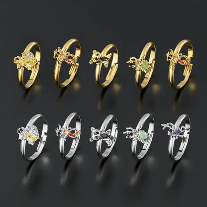 Cute Animal Copper Gold Plated Silver Plated Zircon Open Rings In Bulk