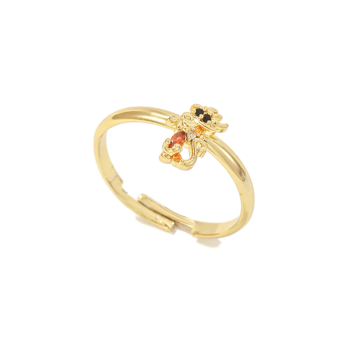 Cute Animal Copper Gold Plated Silver Plated Zircon Open Rings In Bulk