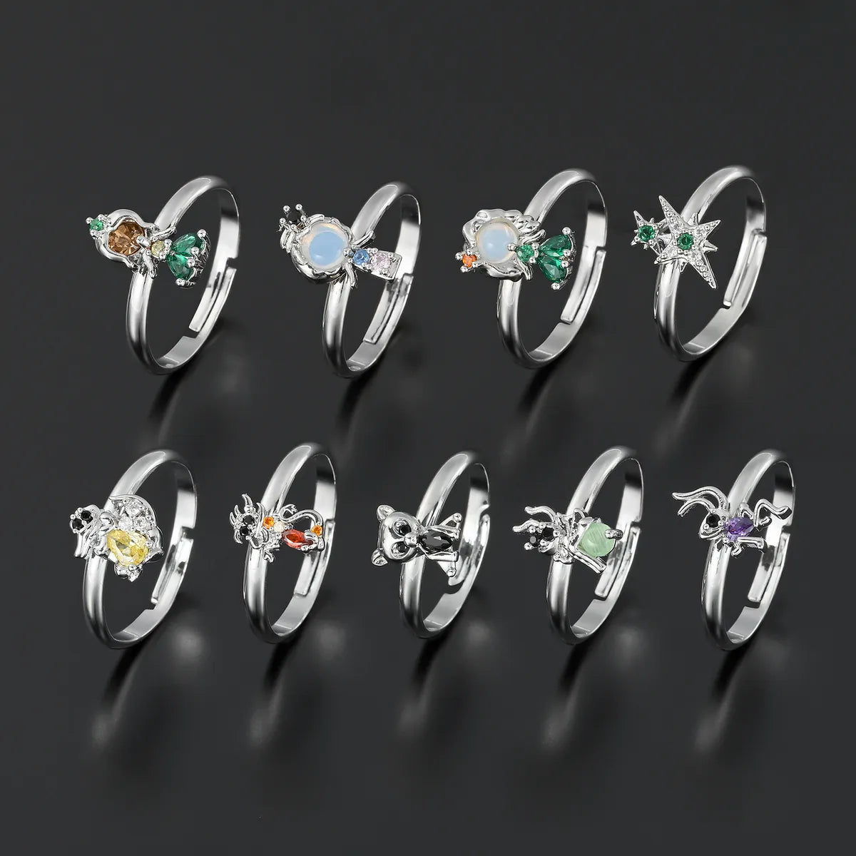 Cute Animal Copper Gold Plated Silver Plated Zircon Open Rings In Bulk