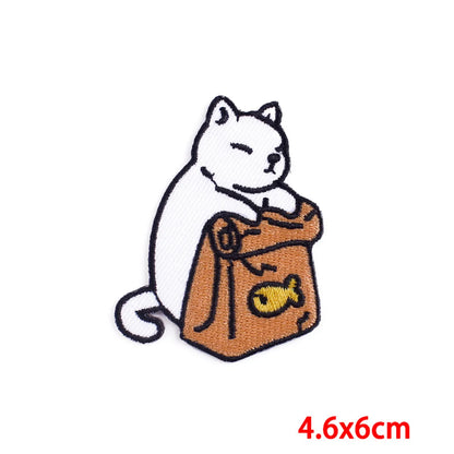 New Cartoon Cute Cat Embroidery Cloth Sticker