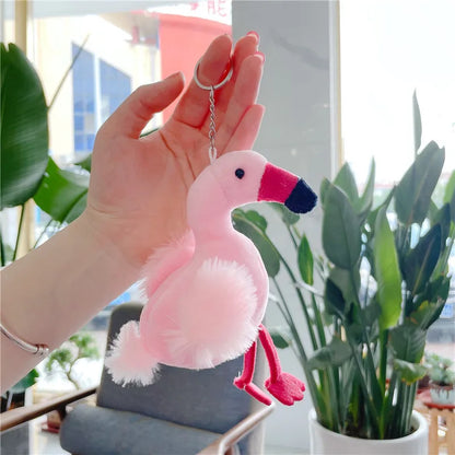 Cute Animal Flamingo Pp Cotton Women'S Bag Pendant Keychain