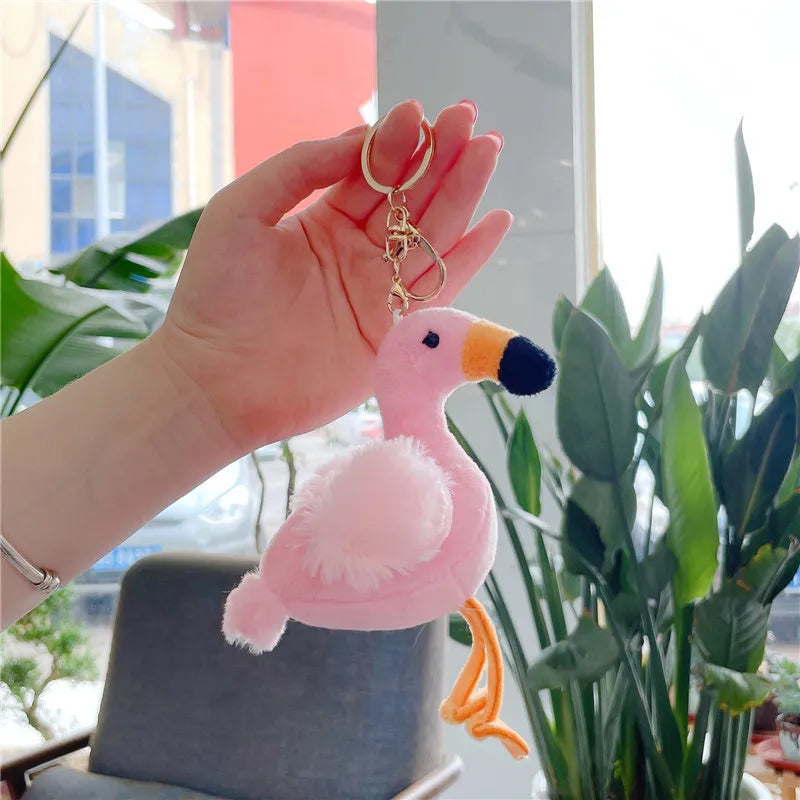 Cute Animal Flamingo Pp Cotton Women'S Bag Pendant Keychain