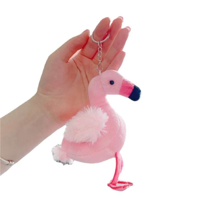 Cute Animal Flamingo Pp Cotton Women'S Bag Pendant Keychain