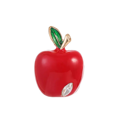 Cute Animal Leaves Apple Alloy Inlay Rhinestones Pearl Women'S Brooches