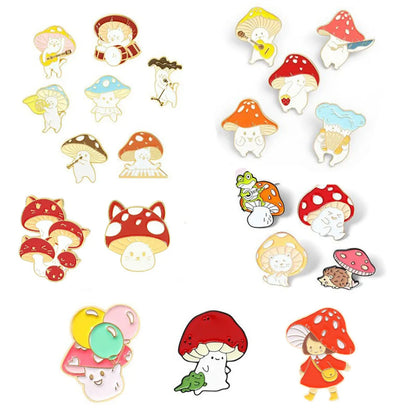 Cute Animal Mushroom Alloy Stoving Varnish Unisex Brooches