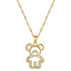 Cute Animal Stainless Steel Copper Inlay Zircon Pendant Necklace