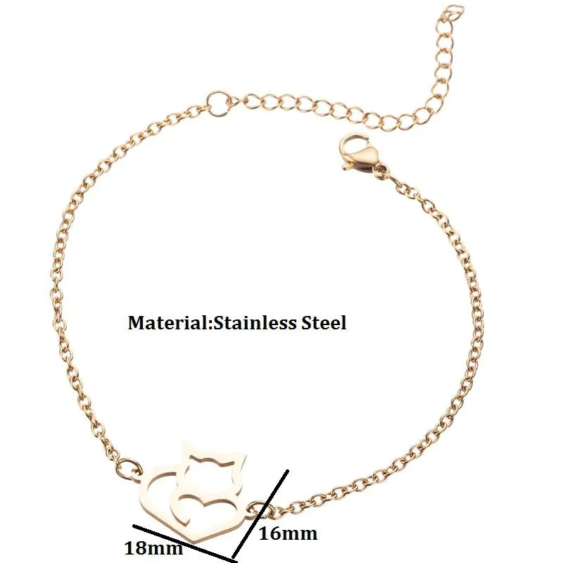 Cute Animal 201 Stainless Steel 18K Gold Plated Bracelets In Bulk