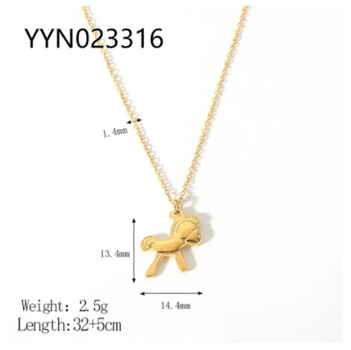 Cute Animal Stainless Steel Polishing Plating Metal 18k Gold Plated Pendant Necklace