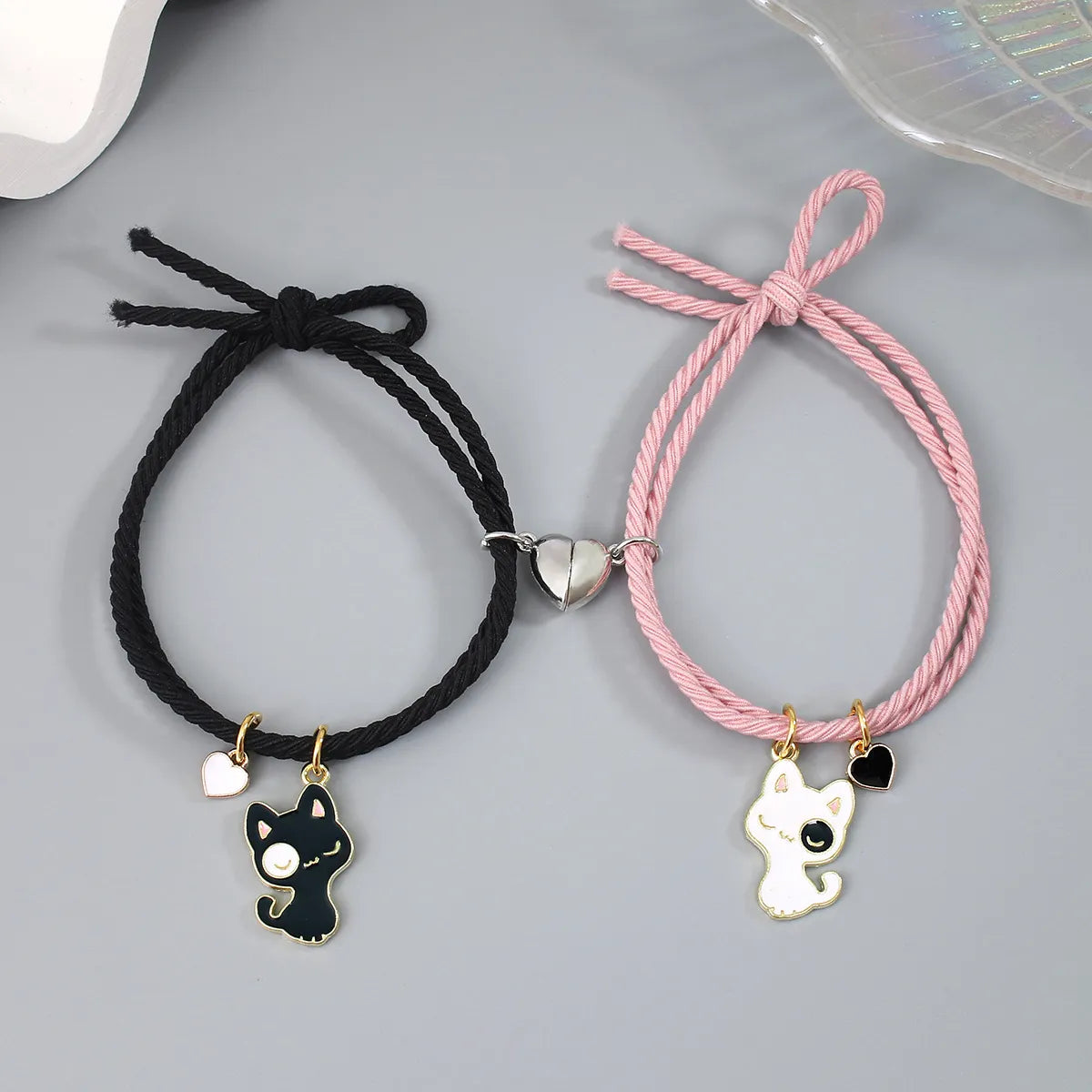 Cute Animal Stainless Steel Rubber Band Rope Handmade Couple Wristband