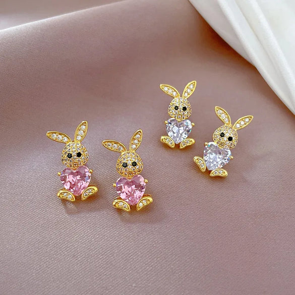 Titanium Steel Copper Cute Plating Inlay Animal Artificial Gemstones Earrings Necklace