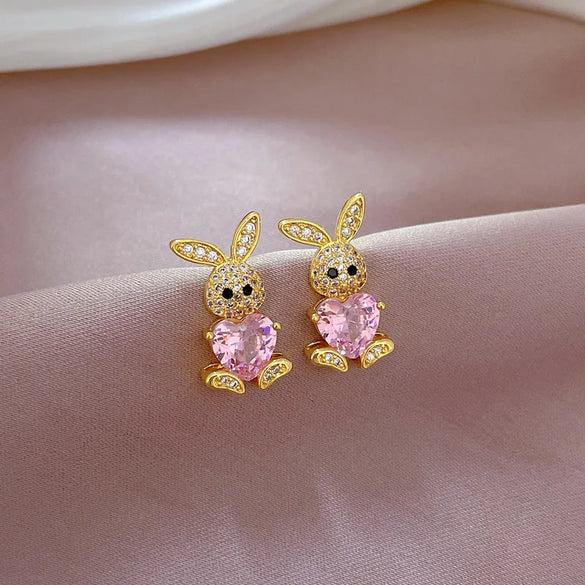 Titanium Steel Copper Cute Plating Inlay Animal Artificial Gemstones Earrings Necklace