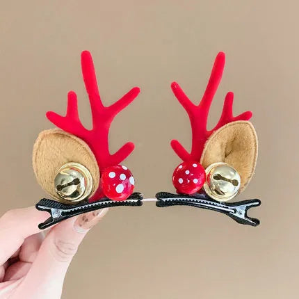 Cute Antlers Cloth Hair Clip 1 Pair