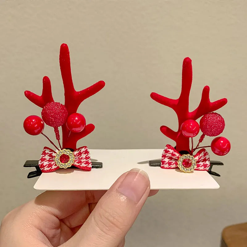 Cute Antlers Cloth Hair Clip 1 Pair