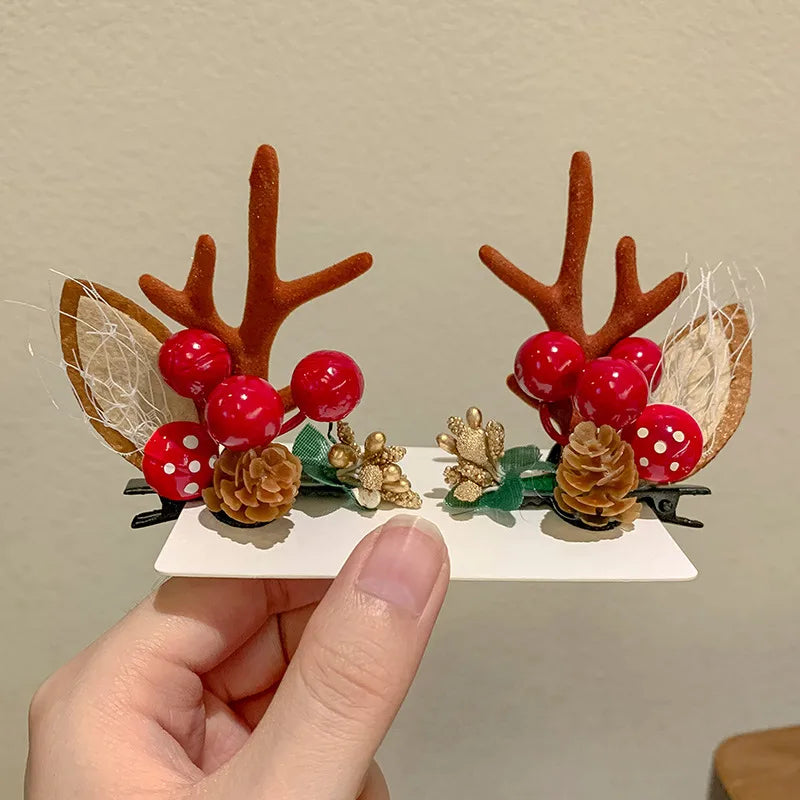 Cute Antlers Cloth Hair Clip 1 Pair