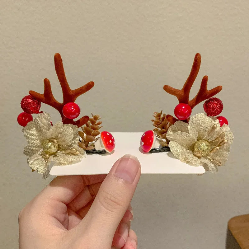 Cute Antlers Cloth Hair Clip 1 Pair