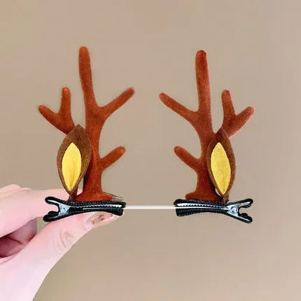 Cute Antlers Cloth Hair Clip 1 Pair