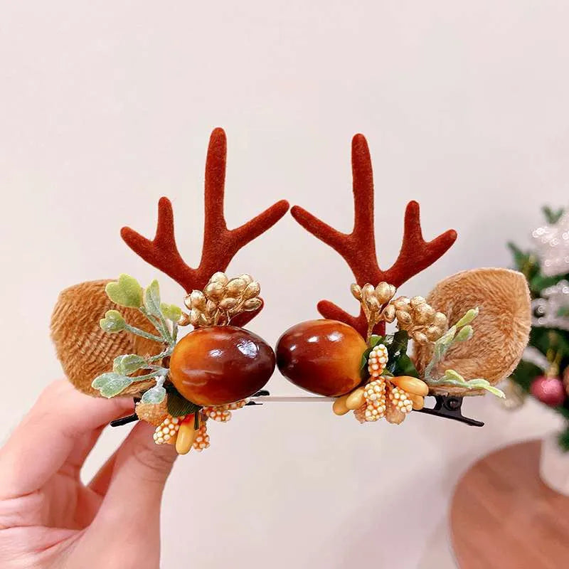 Cute Antlers Cloth Hair Clip 1 Pair