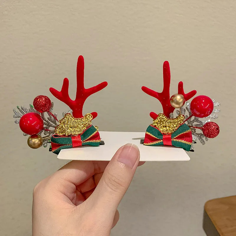 Cute Antlers Cloth Hair Clip 1 Pair