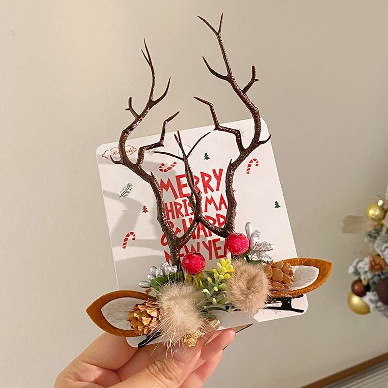 Cute Antlers Cloth Hair Clip 1 Pair