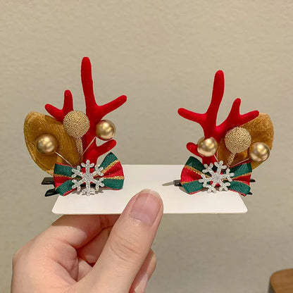 Cute Antlers Cloth Hair Clip 1 Pair