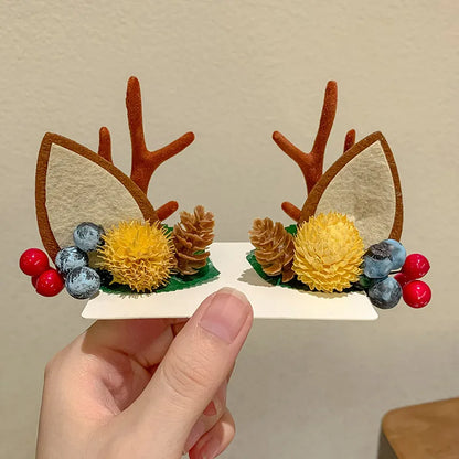 Cute Antlers Cloth Hair Clip 1 Pair