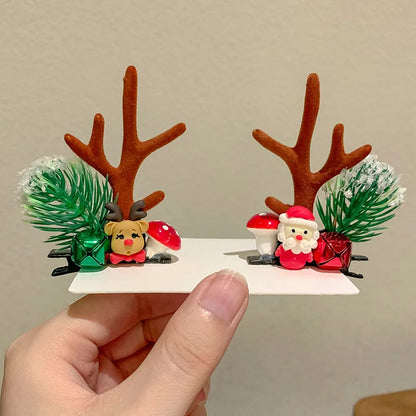 Cute Antlers Cloth Hair Clip 1 Pair