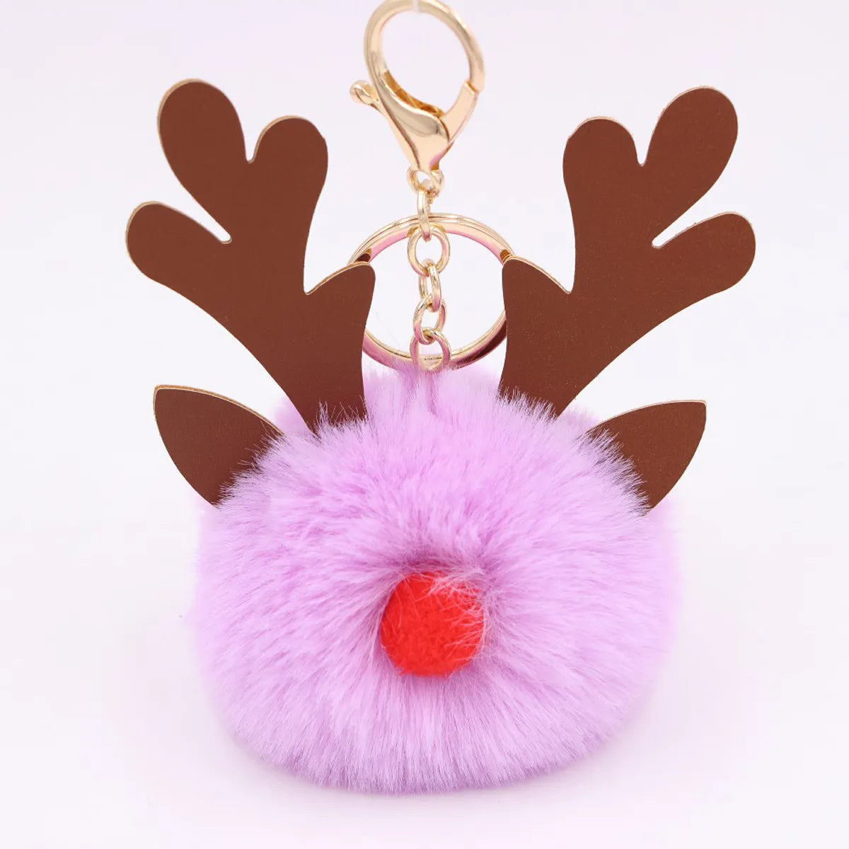 Cute Antlers Pu Leather Plush Plating Christmas Bag Pendant Keychain