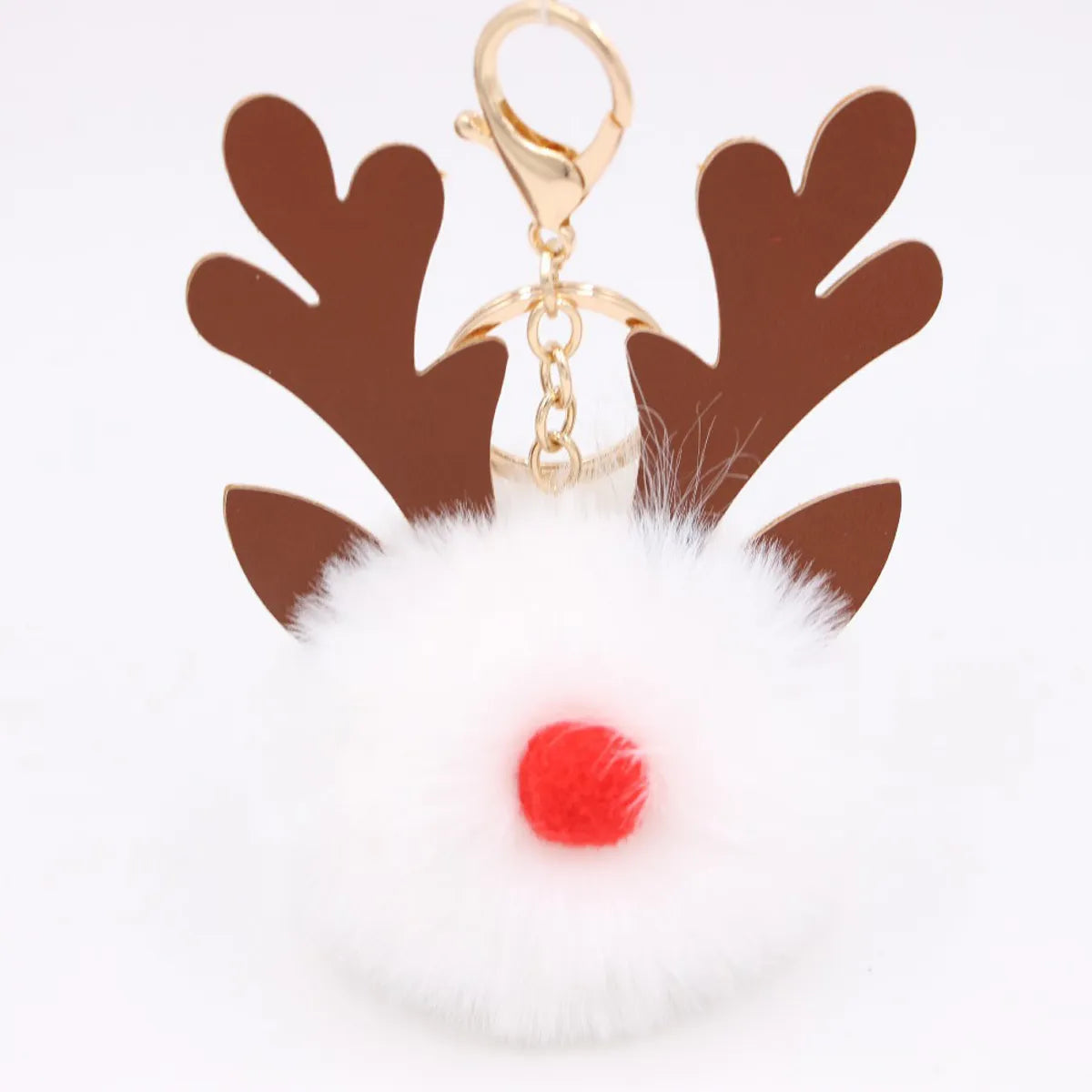 Cute Antlers Pu Leather Plush Plating Christmas Bag Pendant Keychain