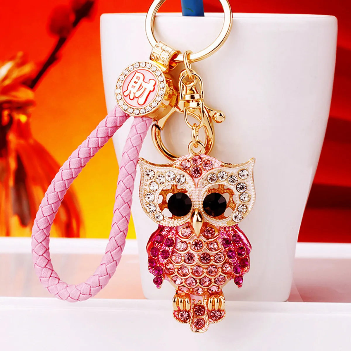 Cute Artistic Color Block Metal Inlay Rhinestones Women'S Keychain