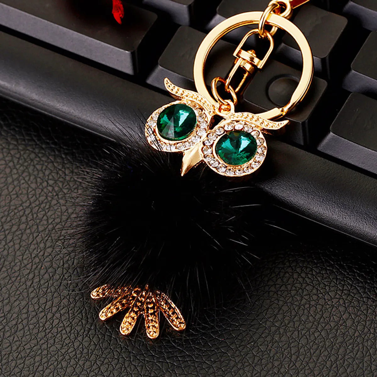 Cute Artistic Color Block Metal Inlay Rhinestones Women'S Keychain