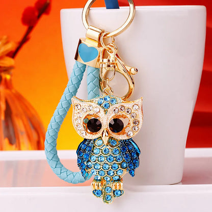 Cute Artistic Color Block Metal Inlay Rhinestones Women'S Keychain