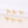 Cute Artistic Dragonfly 18K Gold Plated Zircon Copper Wholesale Jewelry Accessories