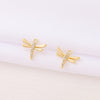 Cute Artistic Dragonfly 18K Gold Plated Zircon Copper Wholesale Jewelry Accessories