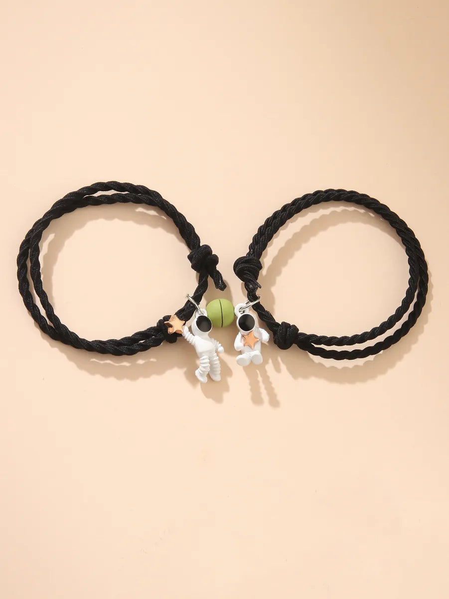 Cute Astronaut Star Alloy Stretch Satin Knitting Women'S Bracelets