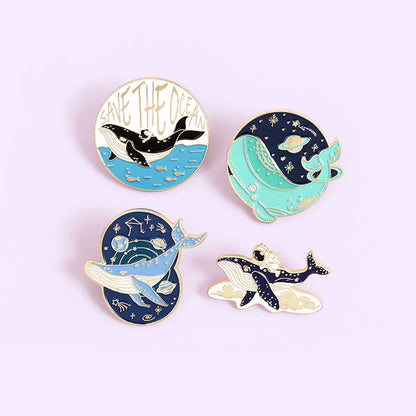 Cute Astronaut Whale Alloy Stoving Varnish Unisex Brooches