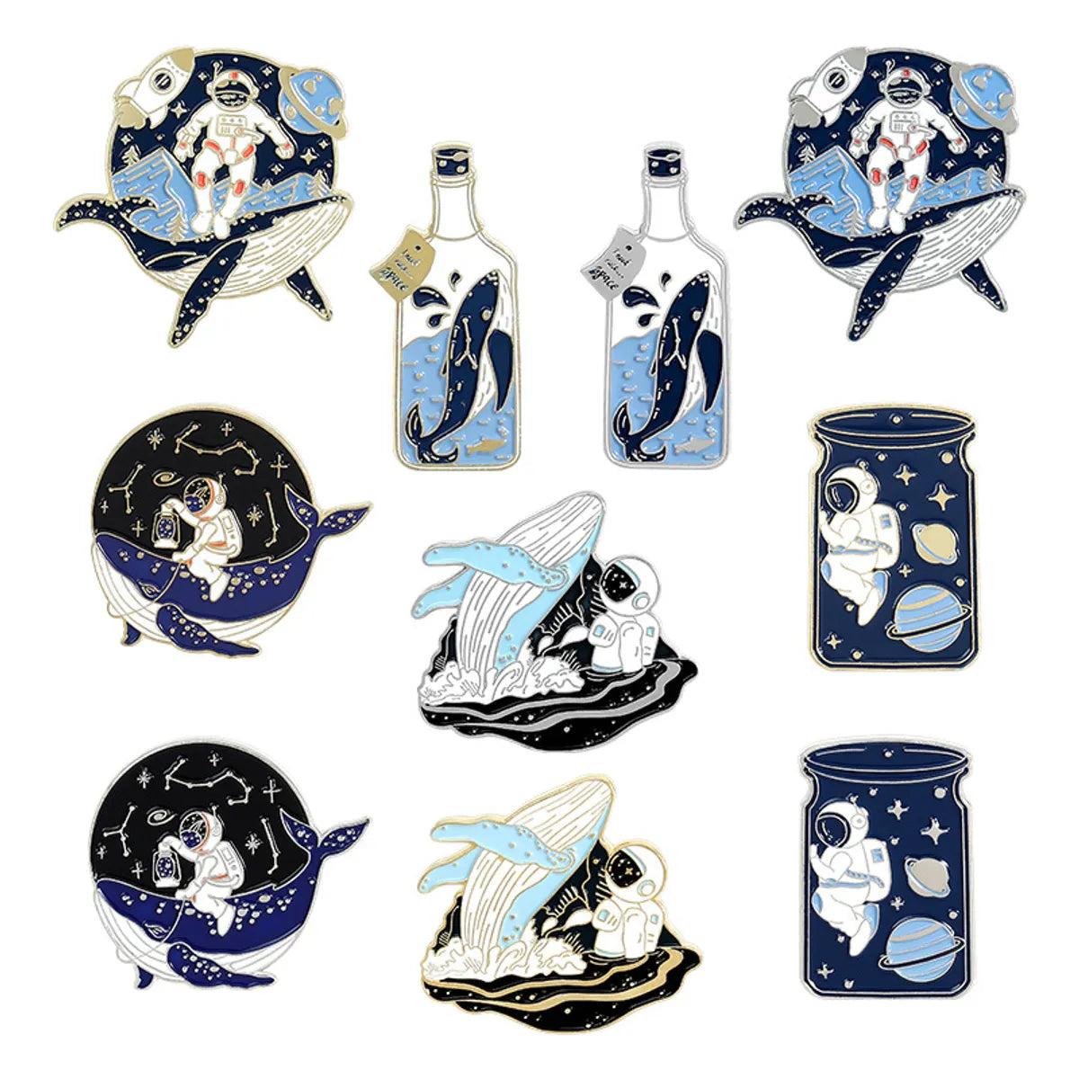 Cute Astronaut Whale Alloy Stoving Varnish Unisex Brooches