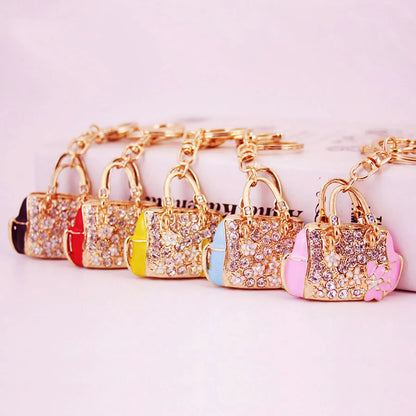 Cute Bag Alloy Inlaid Zircon Women'S Bag Pendant Keychain