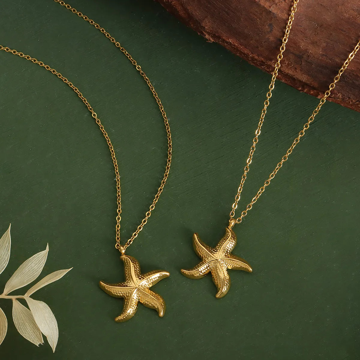 Cute Beach Starfish Titanium Steel Plating 18k Gold Plated Pendant Necklace