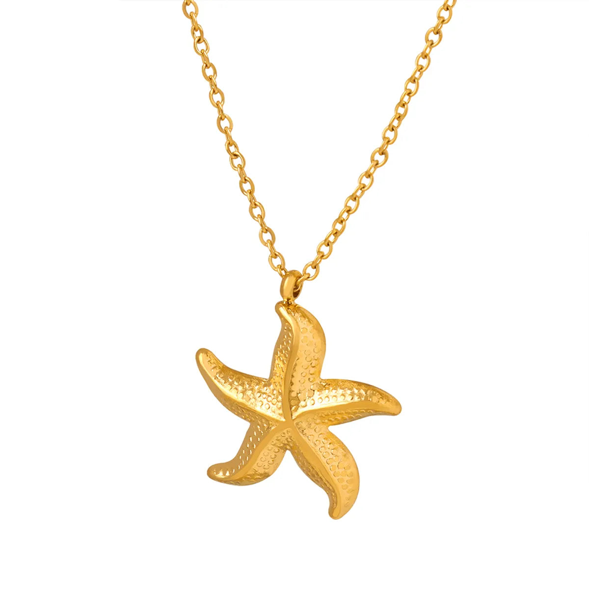 Cute Beach Starfish Titanium Steel Plating 18k Gold Plated Pendant Necklace