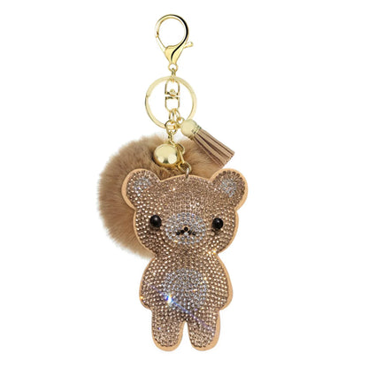 Cute Bear Alloy Inlay Rhinestones Keychain