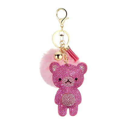 Cute Bear Alloy Inlay Rhinestones Keychain