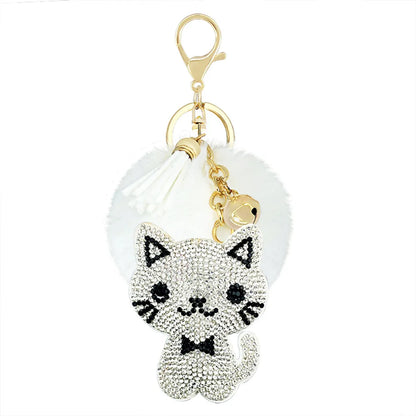 Cute Bear Alloy Inlay Rhinestones Keychain