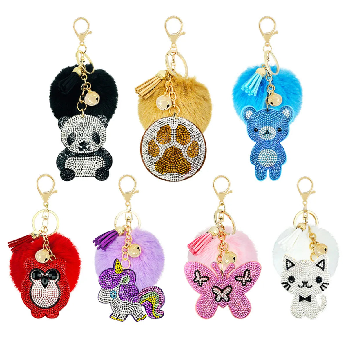 Cute Bear Alloy Inlay Rhinestones Keychain