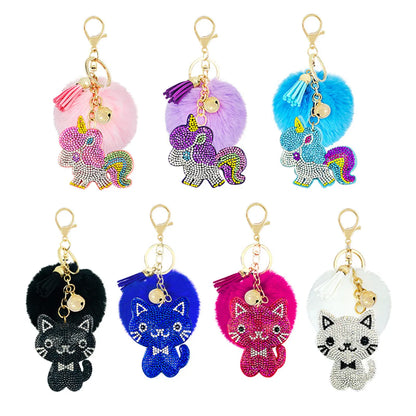 Cute Bear Alloy Inlay Rhinestones Keychain