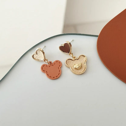 Cute Bear Alloy Plating Drop Earrings