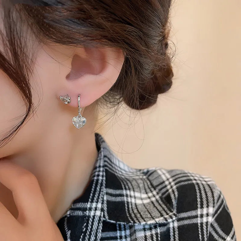 Cute Bear Heart Shape Bow Knot Alloy Plating Women'S Drop Earrings