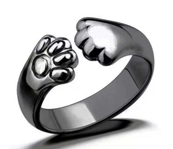 Cute Bear Paw Open Adjustable Ring Alloy Electroplated Light Luxury Animal Inspired Unisex Fashion Ring