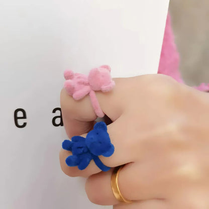 Cute Bear Plastic Flocking Women'S Open Ring 1 Piece