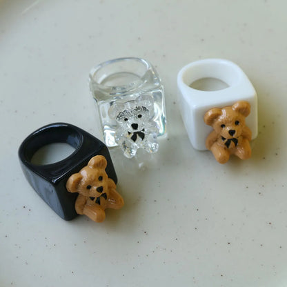 Cute Bear Synthetic Resin Women'S Rings