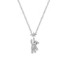 Cute Bear Titanium Steel Necklace With Mixed Gem Inlay Pendant And Cross Chain For Women